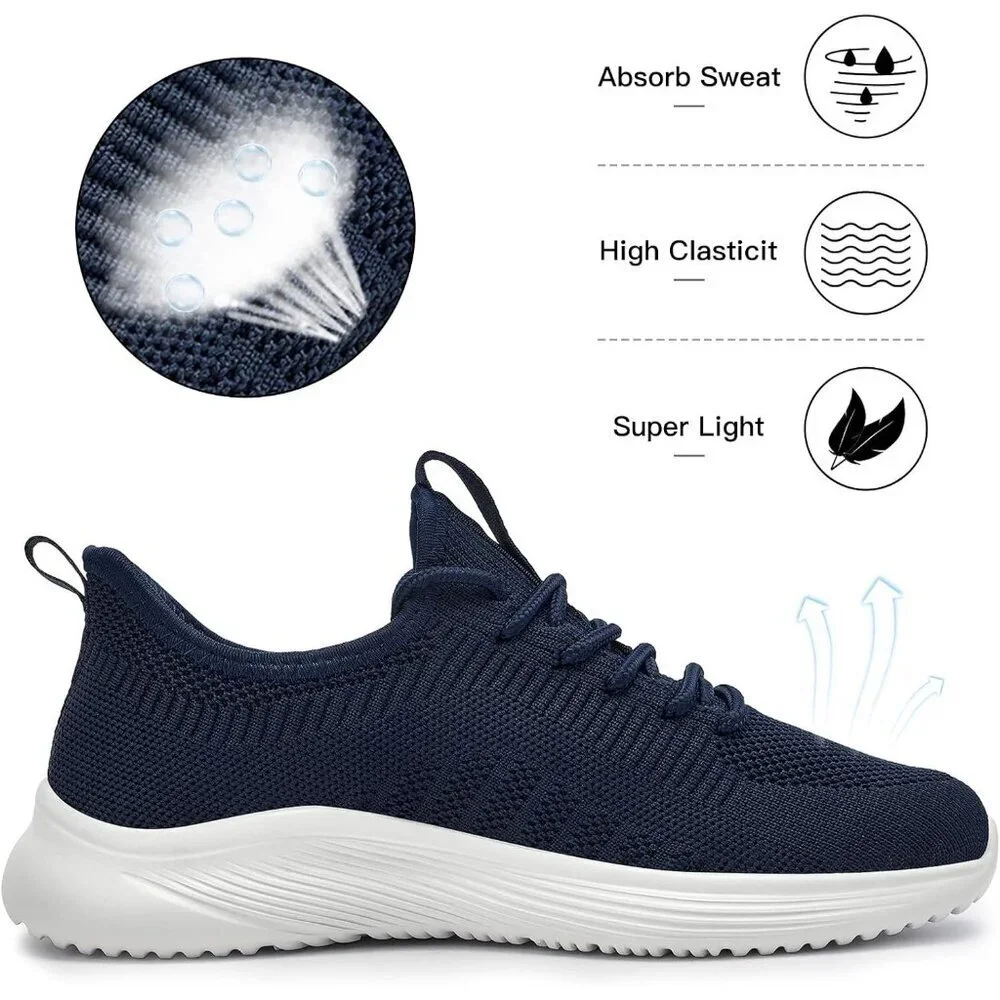 Women's Navy Blue Non Slip Casual Running Lightweight Mesh Fashion Sneakers